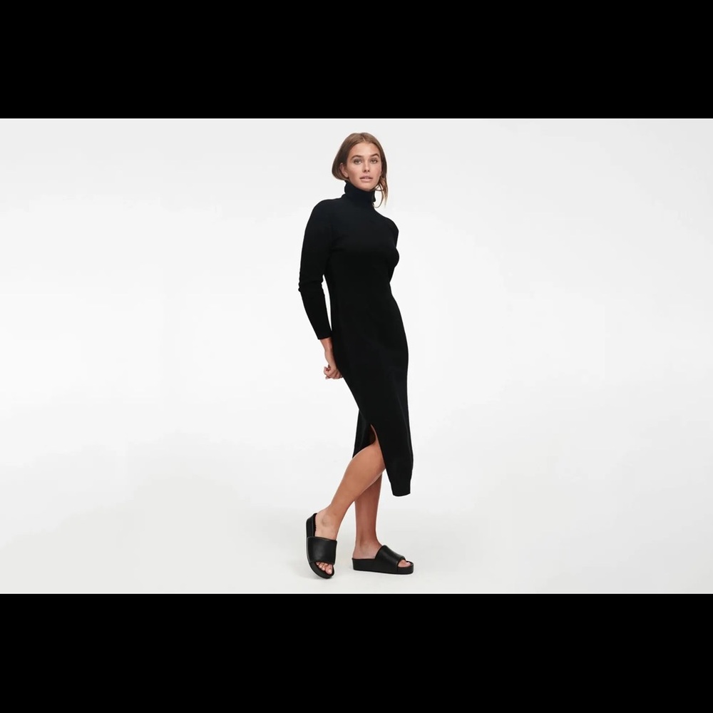Naadam Cashmere Turtleneck Dress w/ Slits